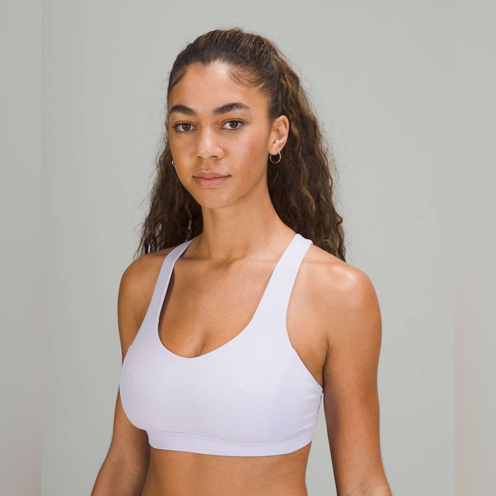 Lululemon Free To Be Serene Sports Bra 6 Blue Strappy Crisscross Back No Pads